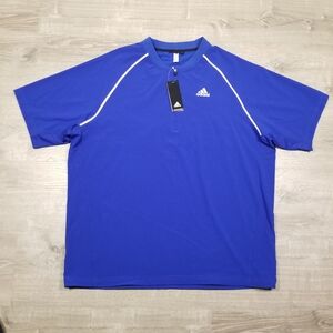 Adidas Batting Jacket Mens XL Blue Surf Triple Stripe Short Sleeve Pullover NWT